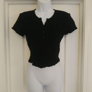 Reformation Black Thermal Short Sleeve T Shirt